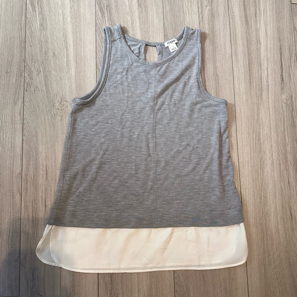 J. Crew Gray and White Sleeveless Layered Top